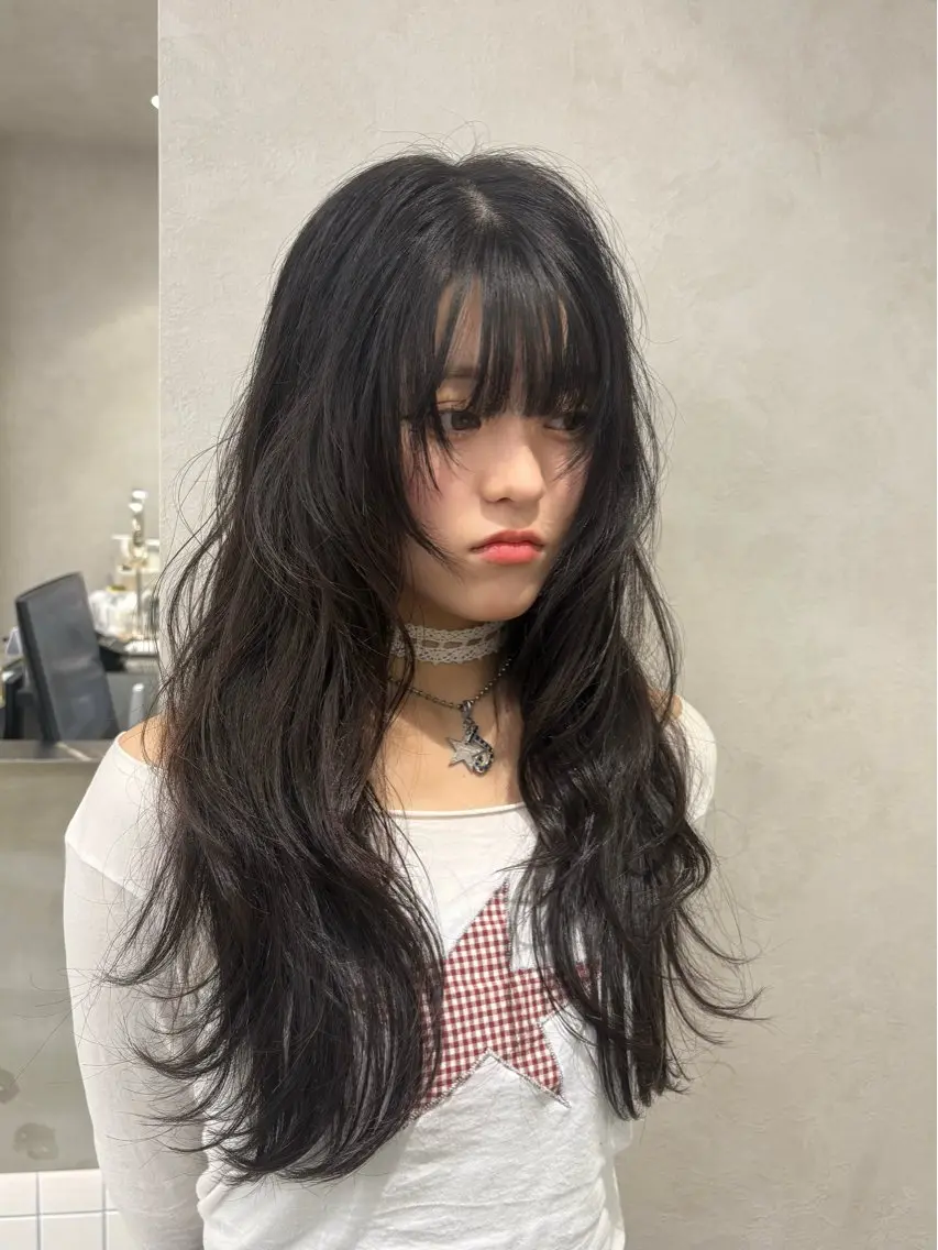 ロング ハッシュカット ハイレイヤー 韓国風ヘア レイヤーカット カット Yuta✂︎ 韓国レイヤー🪽のヘアスタイル