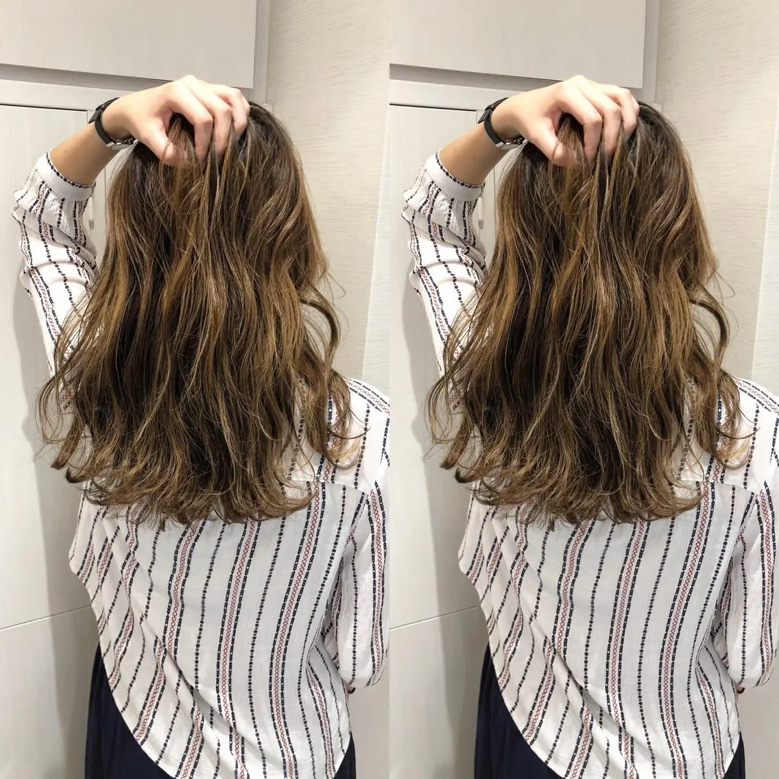 ロング カラー アディクシーカラー アッシュ バレイヤージュ ベージュカラー 透明感カラー 三鷹で1番ショート ボブをカットする新谷のヘアスタイル