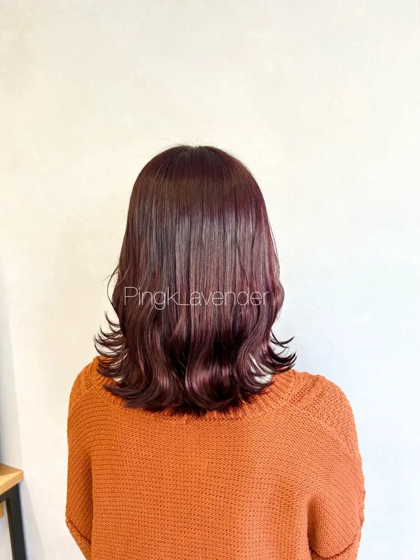 セミロング カラー ラベンダーカラー ピンクカラー ピンクラベンダー カット ヘアカラー 暖色・似合わせカラー (廣石沙英🎀)のヘアスタイル