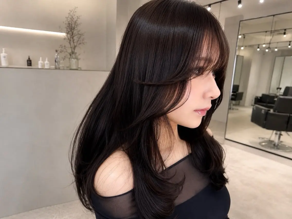 セミロング カット ヘアカラー トリートメント 🦋韓国風レイヤー/ 艶髪矯正🦋凛太郎のヘアスタイル