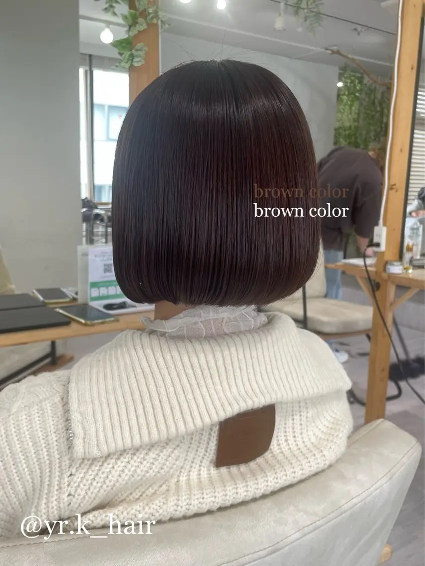 ショート カラー ブリーチ ブラウンカラー ブリーチなしカラー 赤味消し.髪質改善 🌿𝘠𝘜𝘙𝘐のヘアスタイル