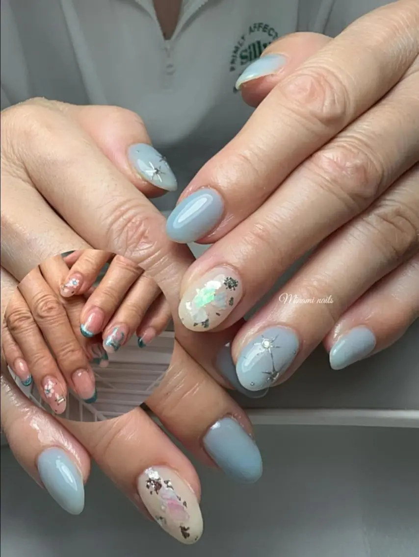 ネイル アートネイル オーロラネイル ガーリー キラキラネイル 韓国ネイル ハンドネイル Minami Nailsのネイルデザイン