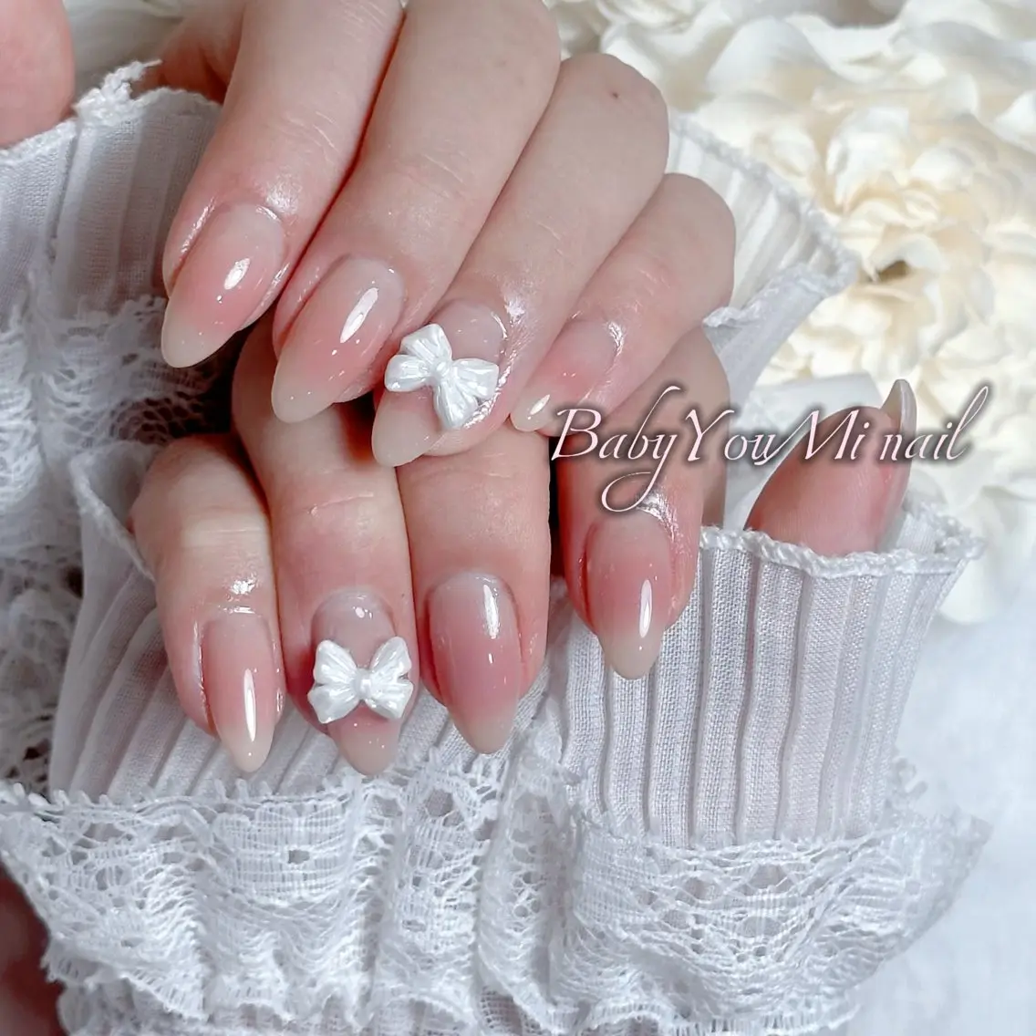 ネイル オーロラネイル チークネイル 成人式 フットネイル フレンチネイル ハンドネイル BabyYouMi nailのネイルデザイン