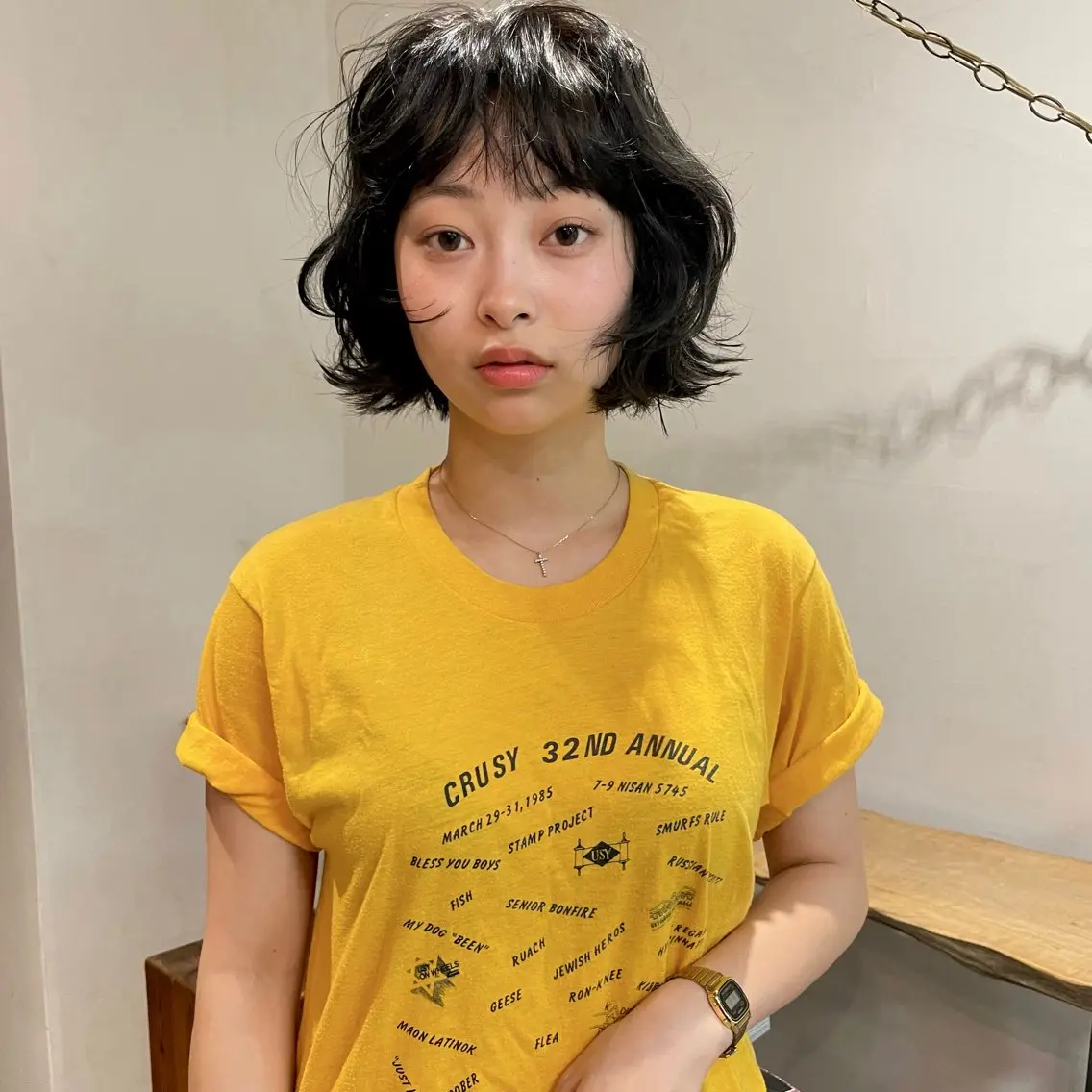 ショート パーマ ボブ ニュアンスパーマ🪿 透明感カラー岩波ゆいのヘアスタイル