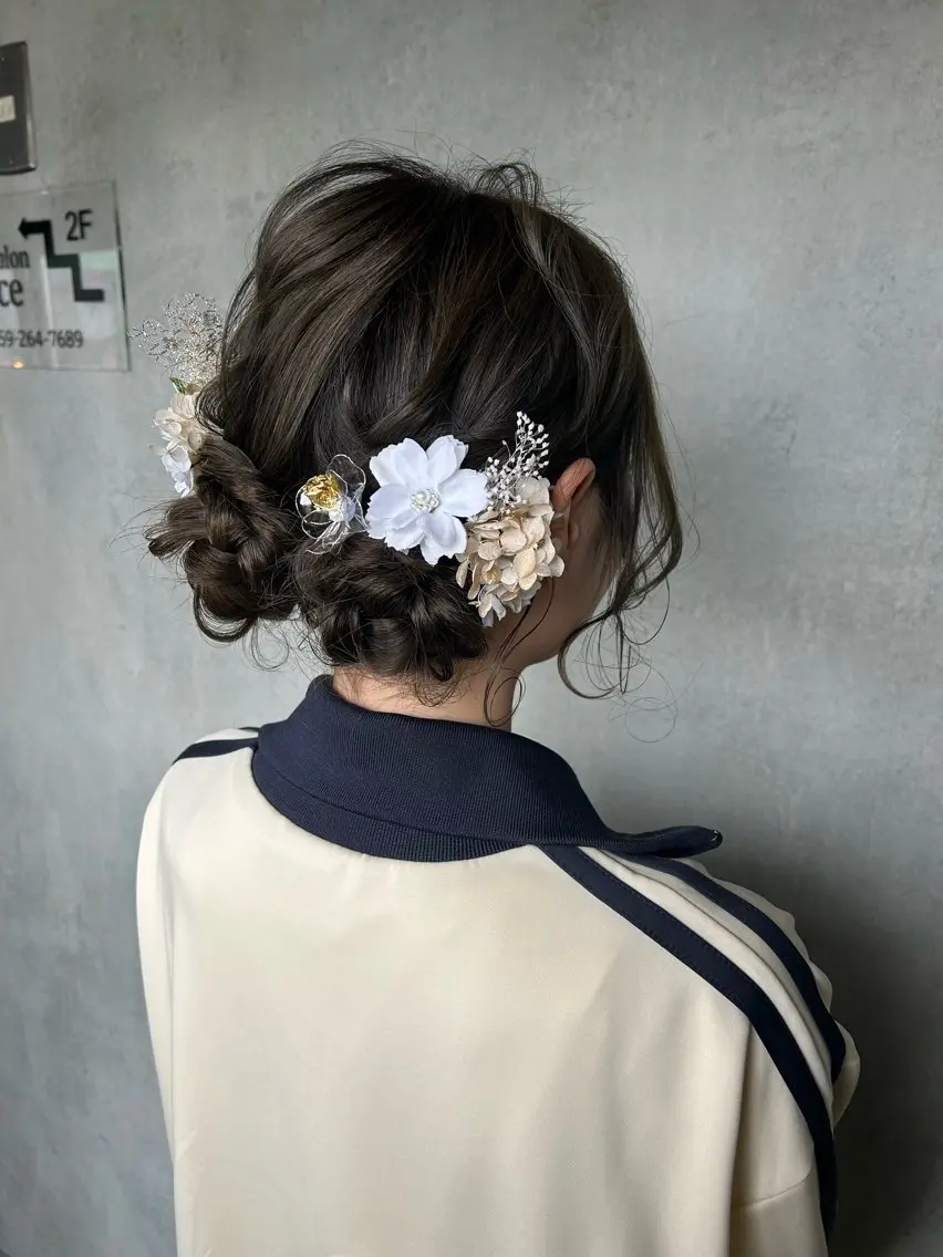 ロング ヘアアレンジ お団子ヘア 西村 真実子のヘアスタイル