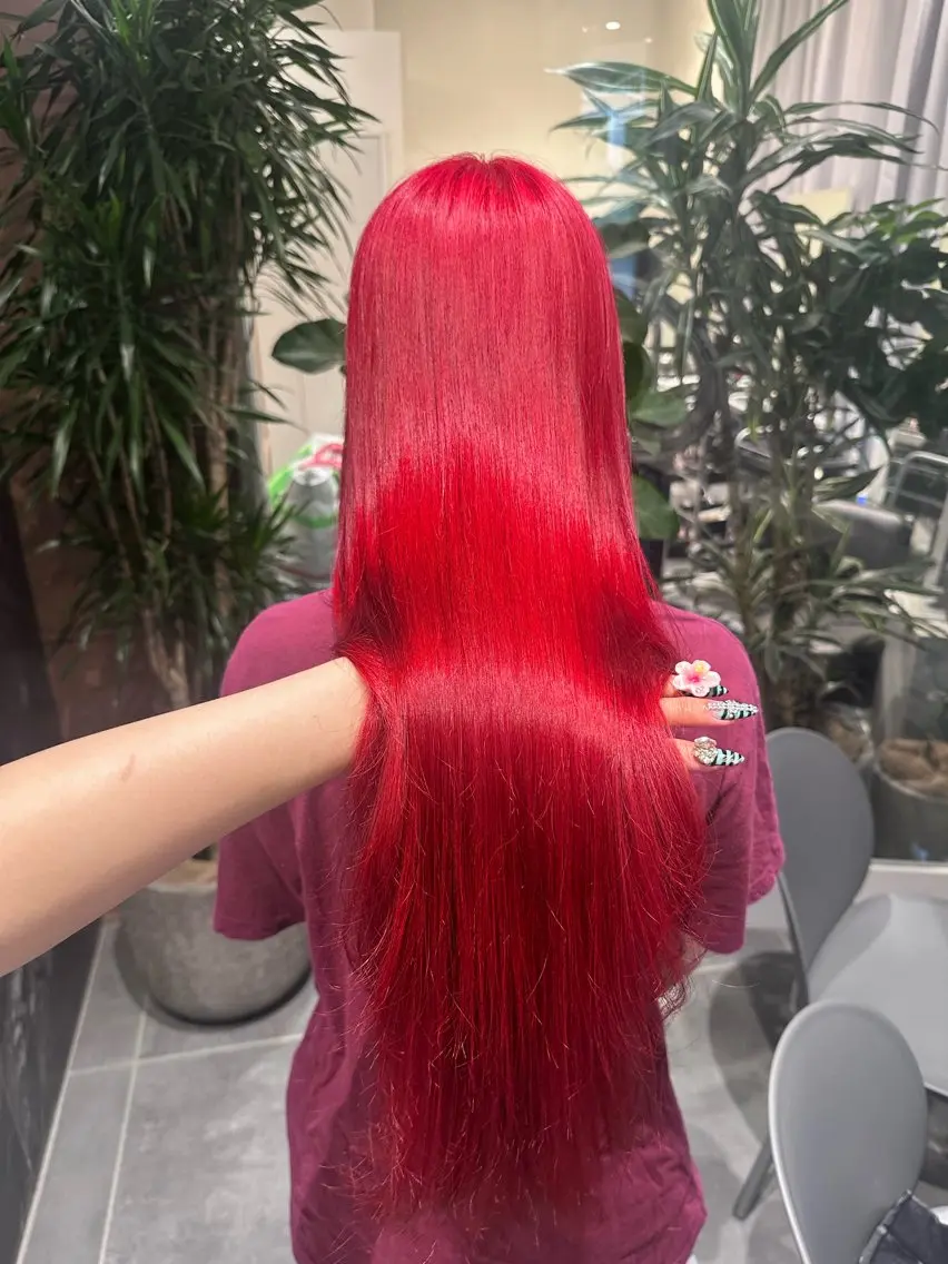 ロング カラー ダブルカラー ハイトーンカラー レッドカラー ヘアカラー トリートメント 💋ハイトーンデザイ ンヘア💋A'nyuのヘアスタイル