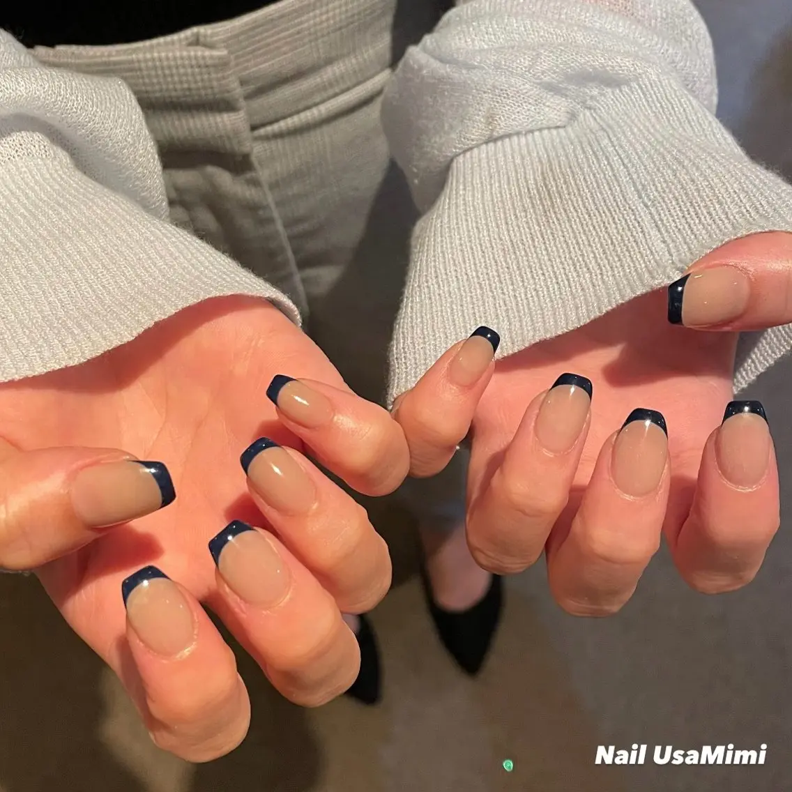 ネイル フレンチネイル ネイビー NAIL DOT STUDIO堺筋本町のネイルデザイン