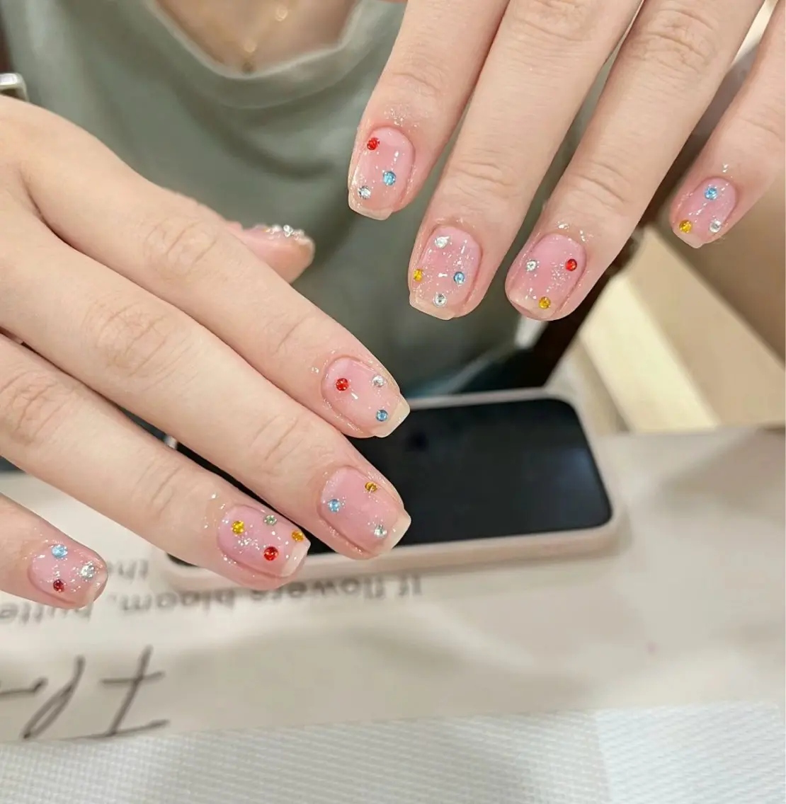 【HAND】ワンホンネイル人気カラフルスートン¥6980の写真