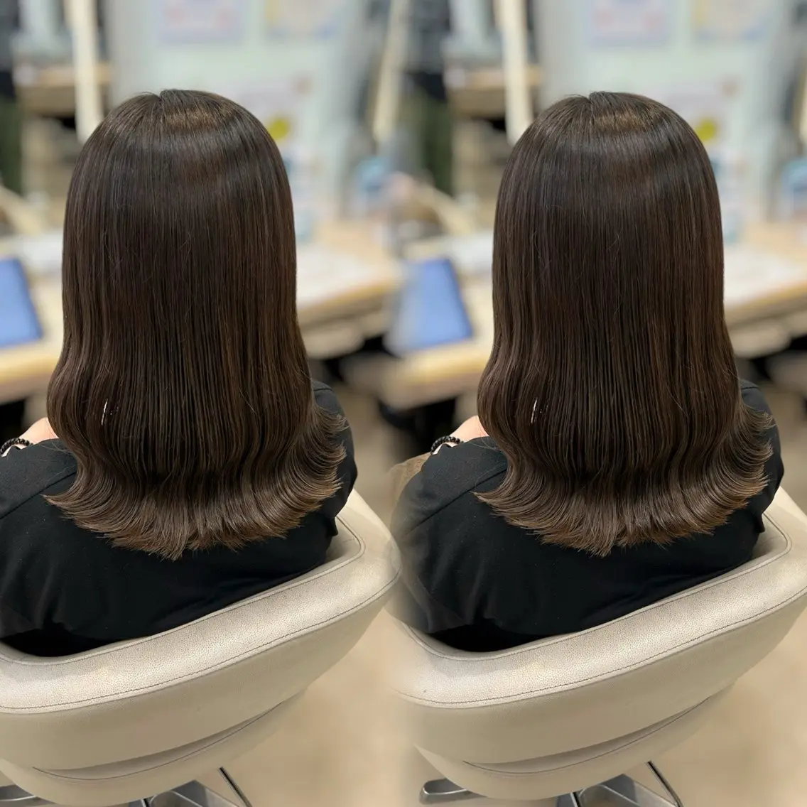 セミロング トリートメント カット トリートメント ヘアセット ブリーチ/ベージュ/ 艶/レイヤー／ゆいなのヘアスタイル