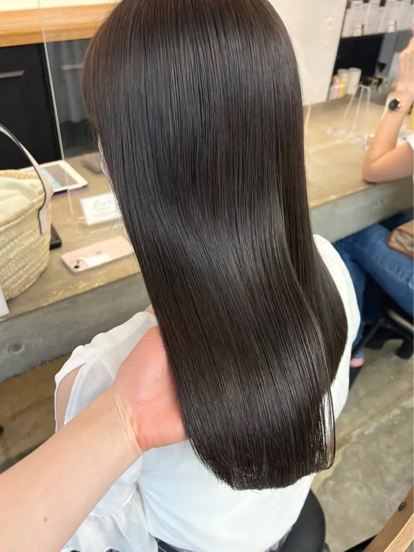 セミロング カラー 髪質改善 トリートメント 柔め透明感血色カラー 暖色/レイヤー/ゆいのヘアスタイル