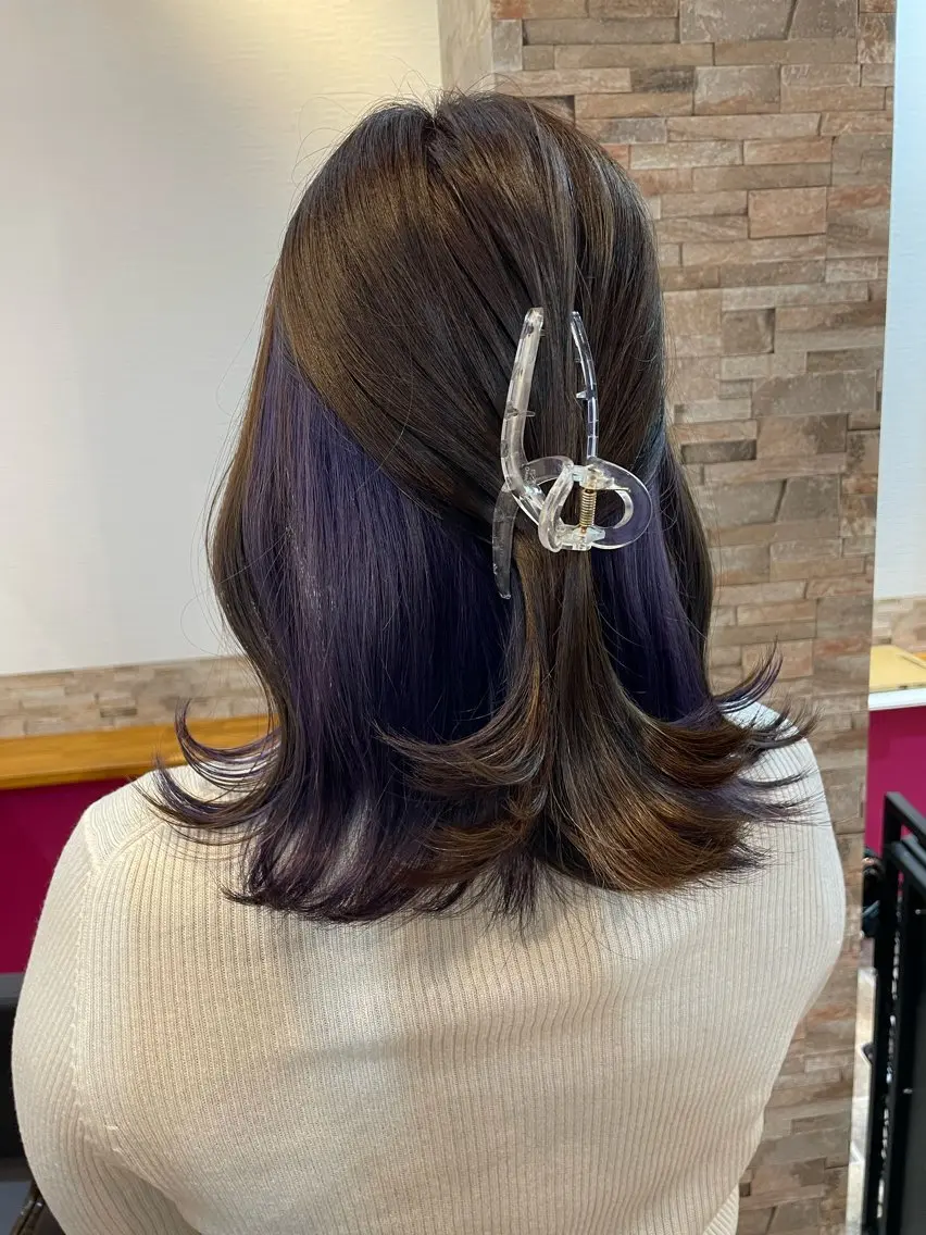 セミロング カラー ブルーカラー ブルーラベンダー ラベンダーカラー カット ヘアカラー トリートメント YUI/ ブリーチカラー🌷のヘアスタイル