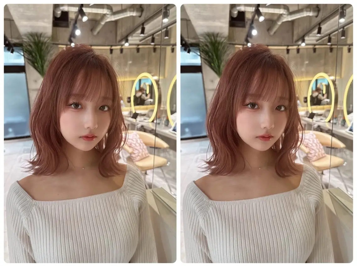 ミディアム カラー ミディアムレイヤー くびれヘア 顔まわりレイヤー 顔周りカット レイヤーカット カット ヘアカラー トリートメント ✨レイヤー/韓国 /✨ヘア山下　遥のヘアスタイル