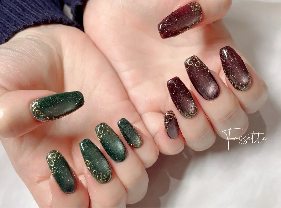 ネイル フラッシュネイル フラッシュマグ キラキラネイル マグネットネイル ミラーネイル ハンドネイル nailsalon Fossetteのネイルデザイン