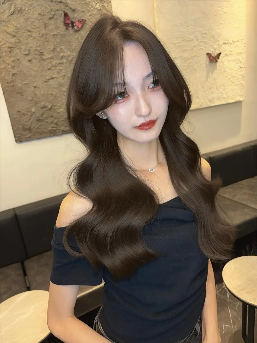 ロング カット ヘアカラー トリートメント 海野翔吾🇨🇳 ワンホンレイヤーのヘアスタイル