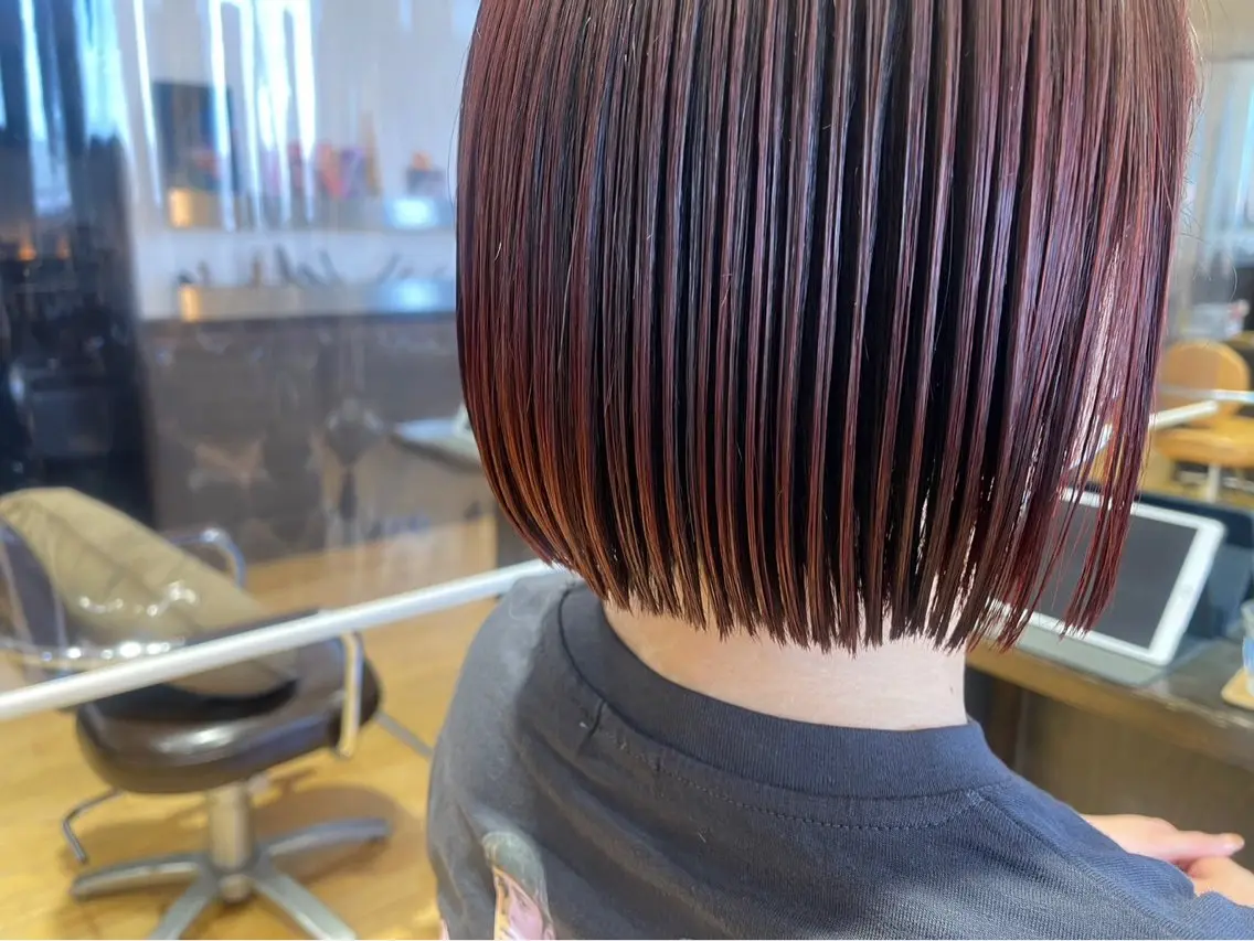 ショート カラー カシス ボブ カット ヘアカラー 梨子🐣艶カラー🌈 ダメージレス💖のヘアスタイル