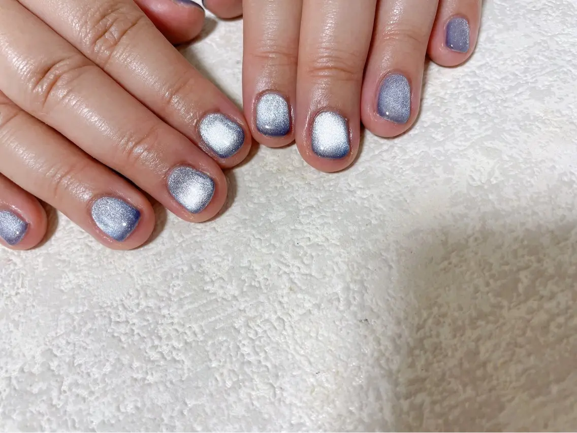 ネイル オーロラネイル ブルー フットネイル フレンチネイル ジェルネイル ハンドネイル mogunail &blowのネイルデザイン