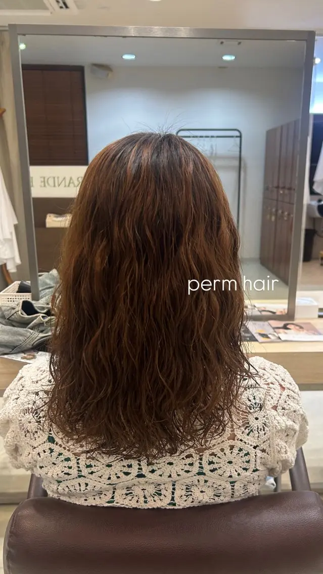 ミディアム パーマ ミディアムパーマ パーマ 北崎 花のヘアスタイル