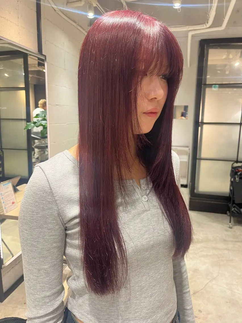 ロング カラー レッドカラー ブリーチモデル募集中 ゆな🎀のヘアスタイル