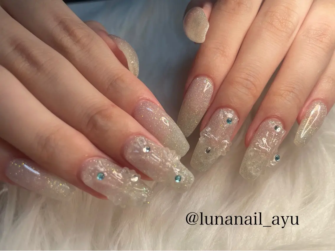 ネイル クリアネイル フラッシュネイル ハンドネイル LUNA NAIL ayuのネイルデザイン