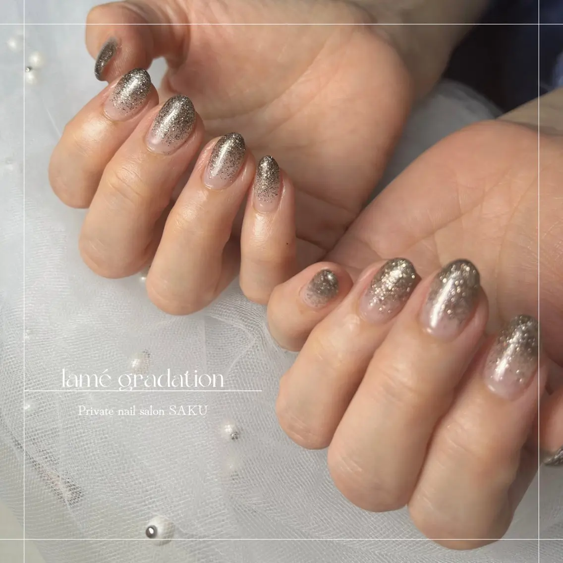 ネイル グラデーション ラメ(グリッター) ラメグラデーション SAKU nail 作島茜のネイルデザイン