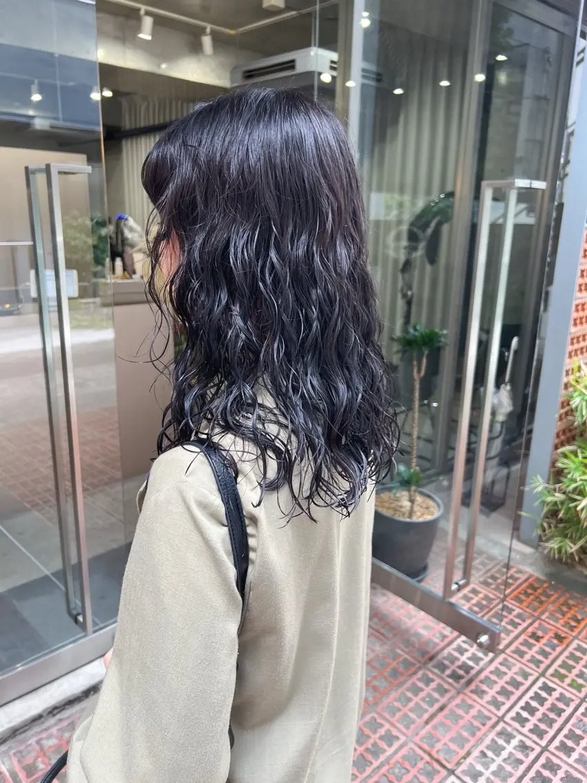 ミディアム パーマ カット パーマ トリートメント ボブパーマコテ巻き風 パーマNo1深江秀平のヘアスタイル