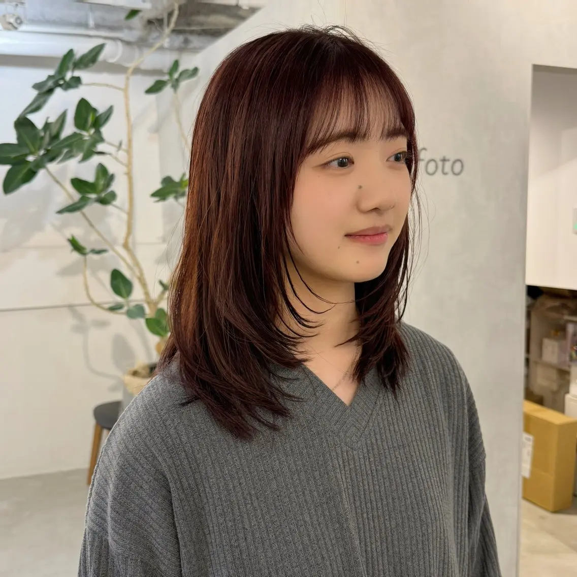 セミロング カット ヘアカラー トリートメント 100%可愛い顔周り 💓レイヤー/しずくのヘアスタイル
