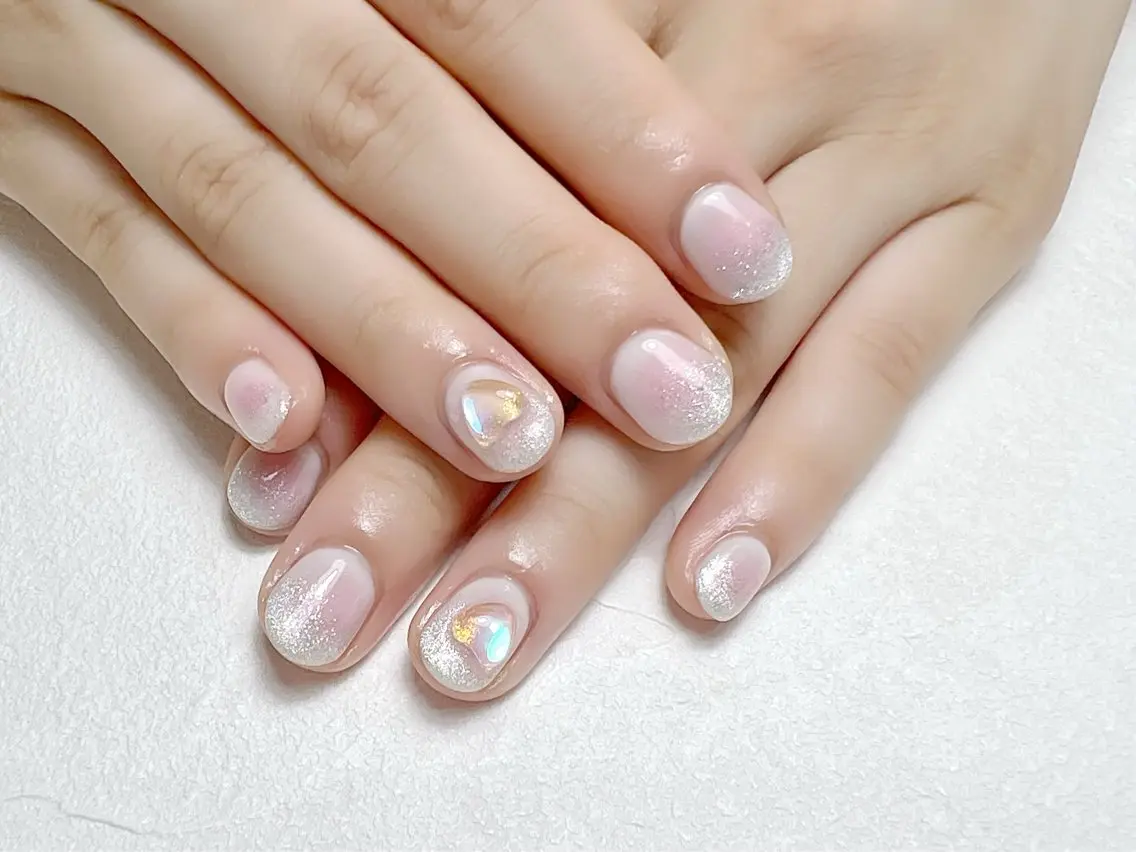 ネイル チークネイル マグネットネイル ピンク ワンホンネイル rouse nail RISATOのネイルデザイン