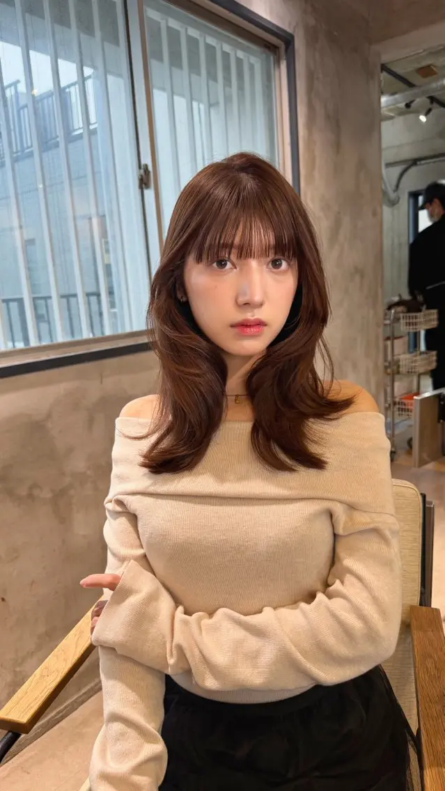ミディアム くびれヘア 韓国風ヘア くびれレイヤー レイヤーカット カット ヘアカラー トリートメント ヘッドスパ &グループ代表取締役 KOHEIのヘアスタイル