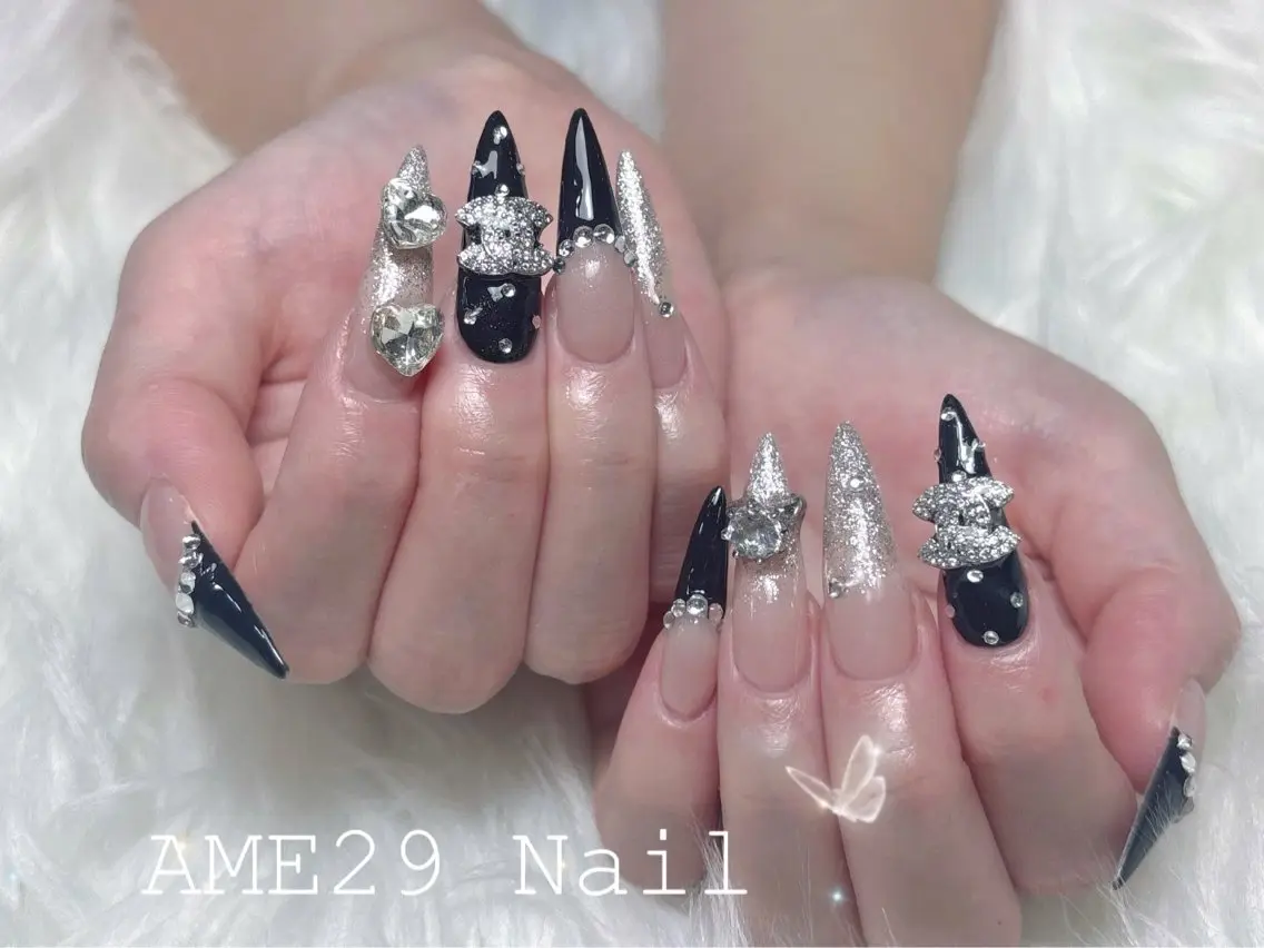 ネイル フラワーネイル ロングネイル オフィスネイル ピンク ピンクベージュ AME29 Nail ネイルサロンのネイルデザイン
