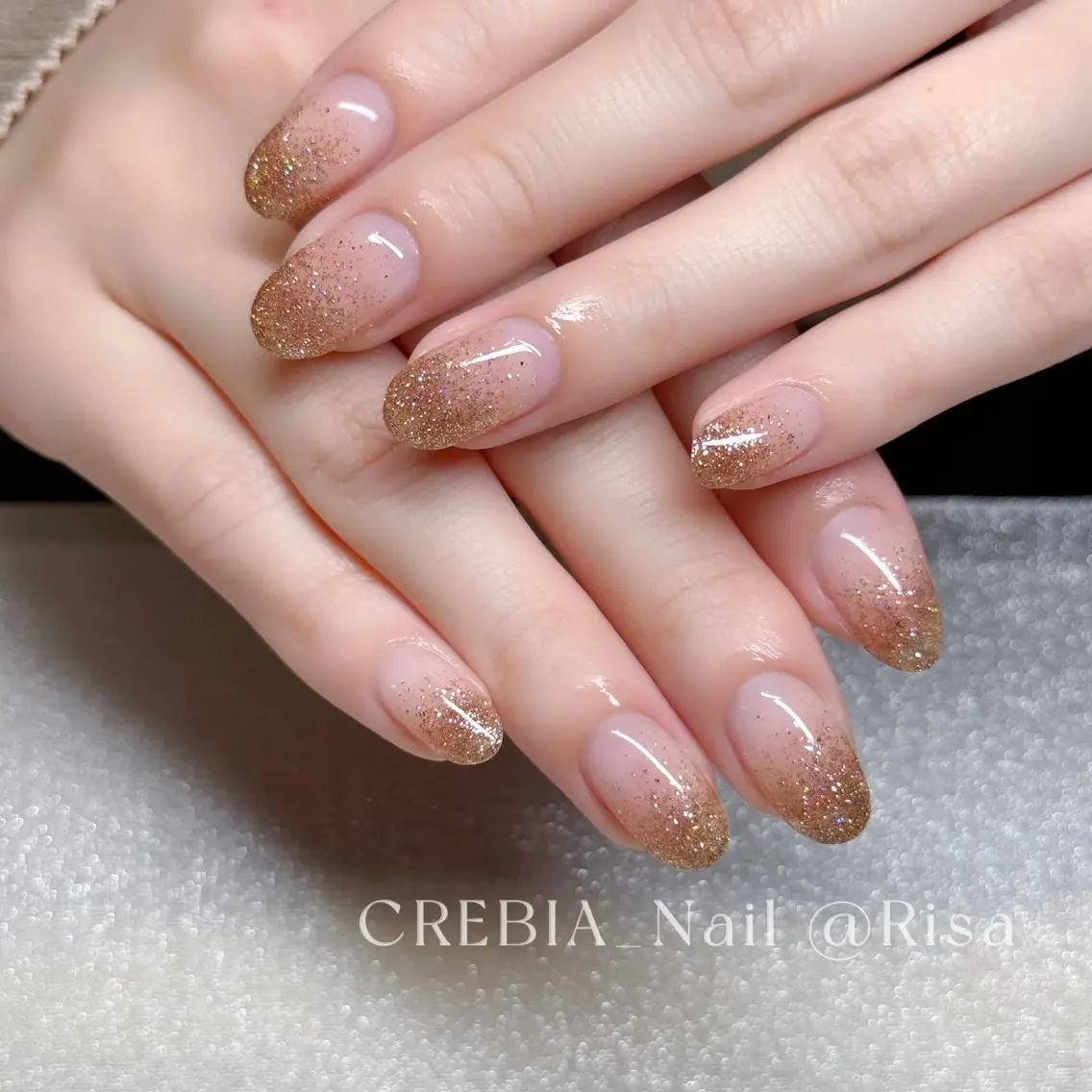 ネイル グラデーション ラメ(グリッター) ラメグラデーション ハンドネイル CREBIA Nailのネイルデザイン