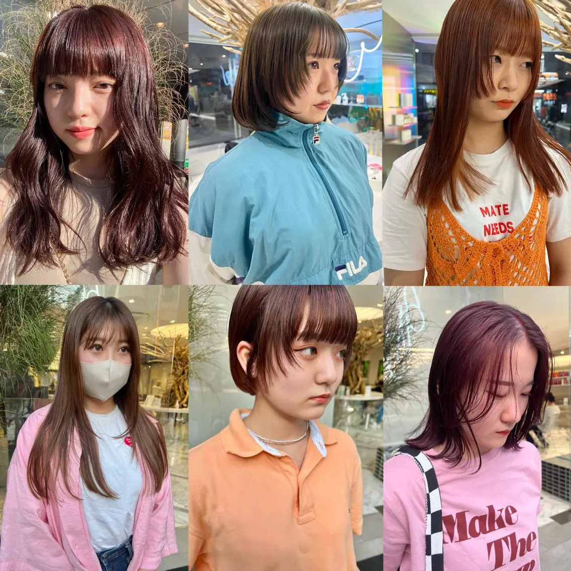 ミディアム カラー パーマ ヘアアレンジ メンズ キッズ アイブロウ ヘアカラー mana 暖色カラーカットのヘアスタイル