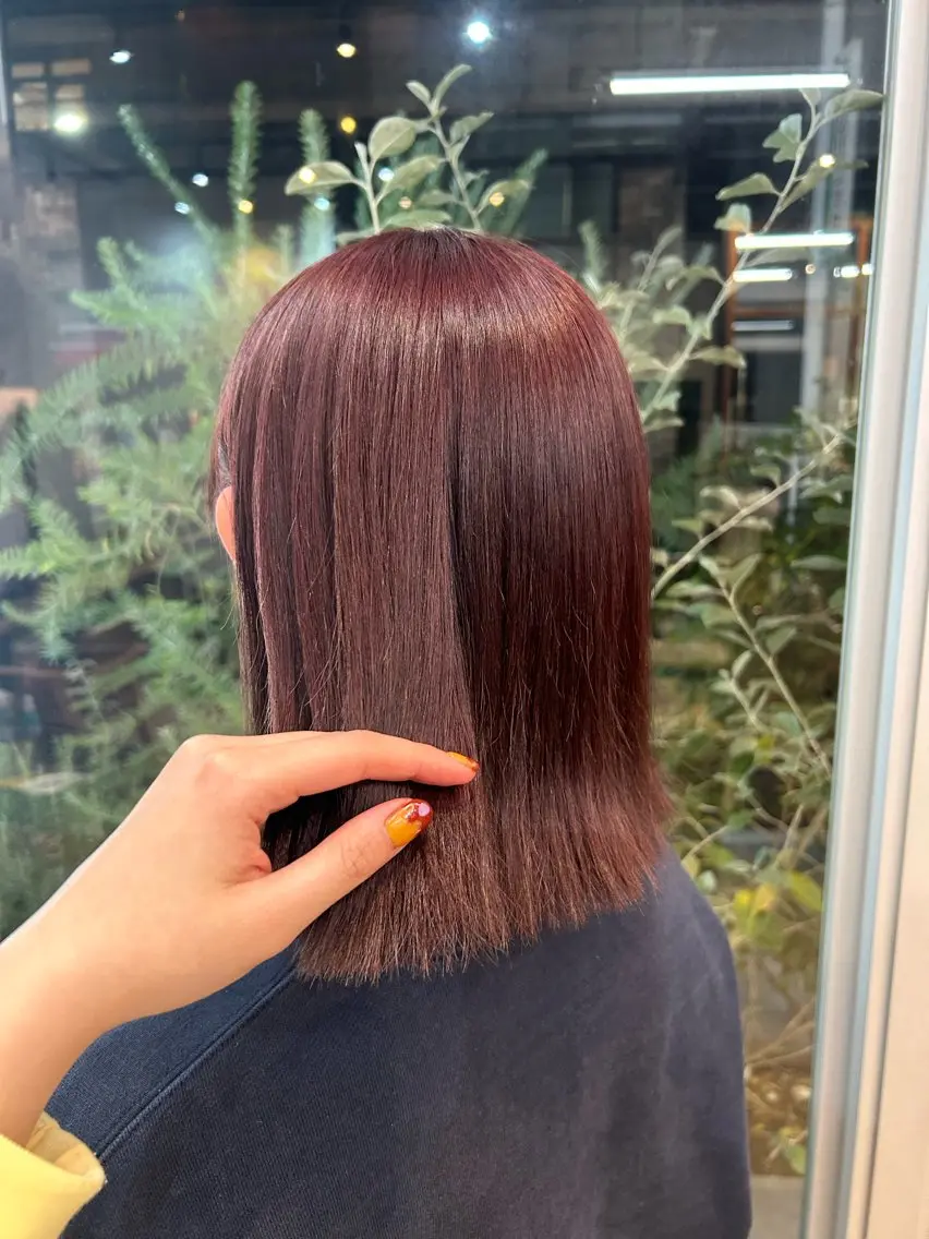 カラー ベージュカラー ピンクカラー ピンクベージュ 明津 桜空のヘアスタイル