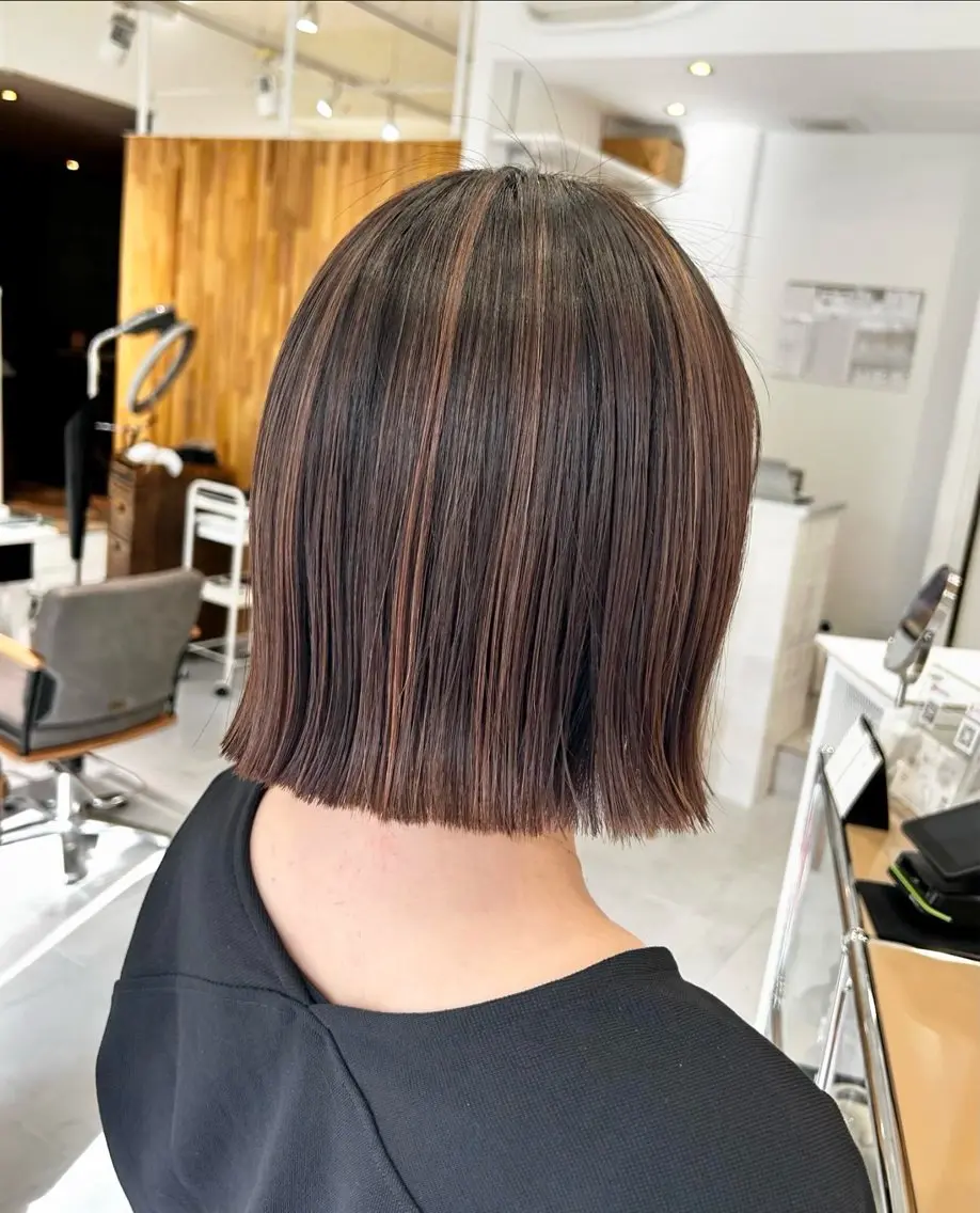 ショート カラー カット ヘアカラー トリートメント ぱつっとボブ/ 小野あかねのヘアスタイル