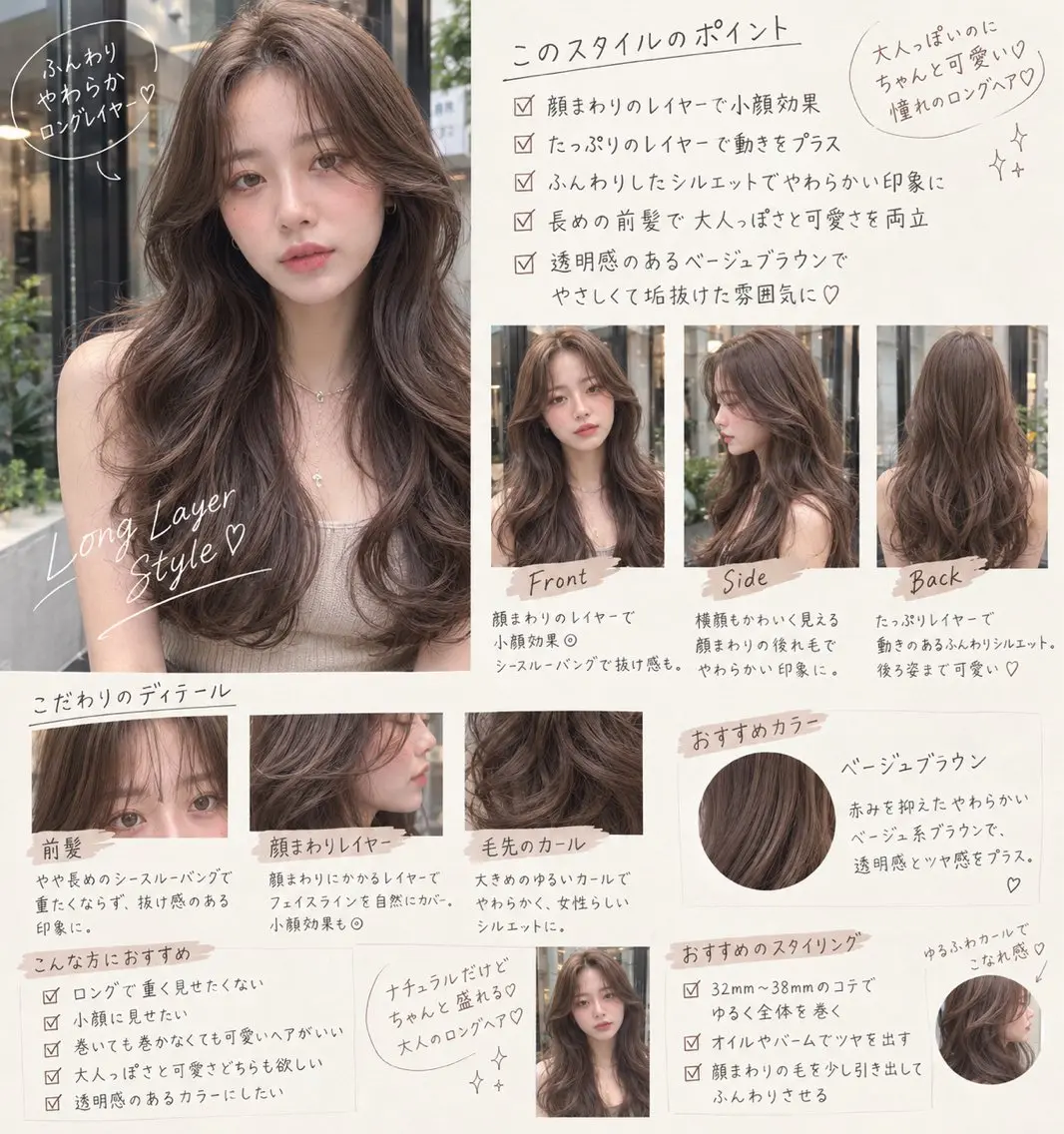 ロング カット ヘアカラー トリートメント 🫧透明感カラー× 韓国レイヤー🫧佐野のヘアスタイル