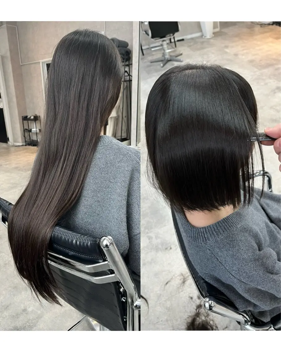 ボブカット+美髪縮毛矯正+髪質改善トリートメントの写真