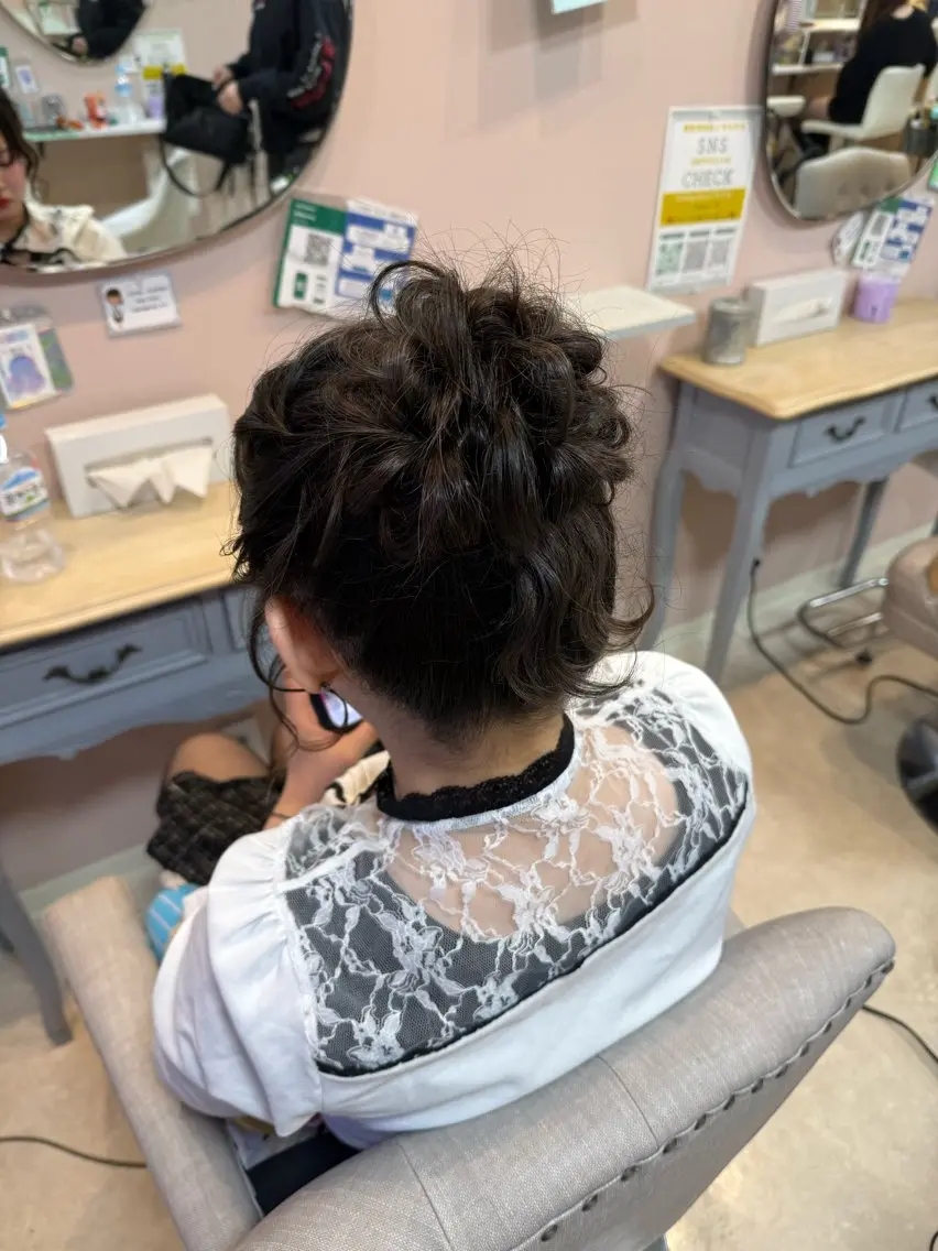 ロング お団子ヘア ヘアセット pupe もえのヘアスタイル
