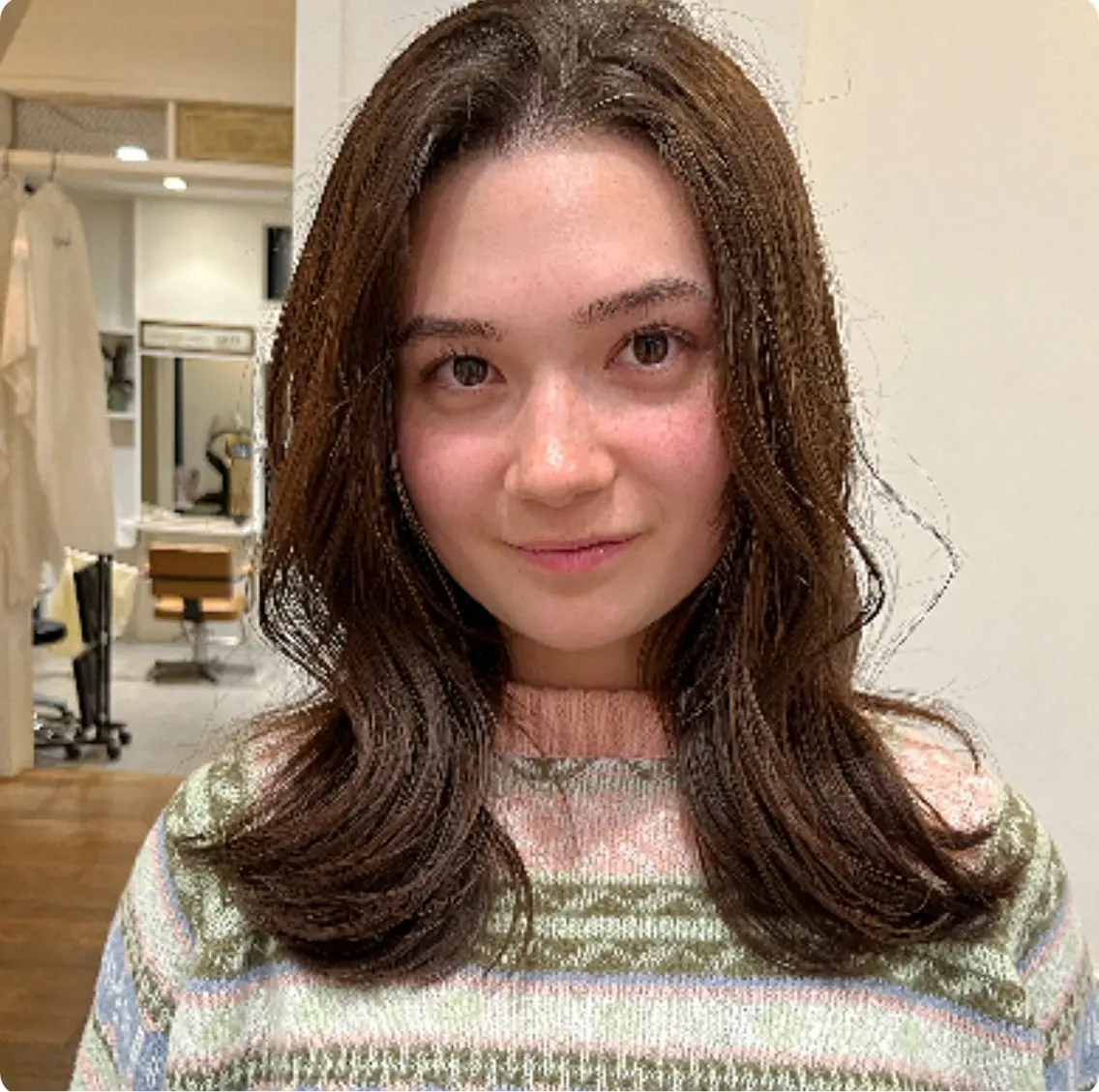 ミディアム カラー カット ヘアカラー トリートメント 無料カットモデル‪✨ ✂️Nanami🌷のヘアスタイル