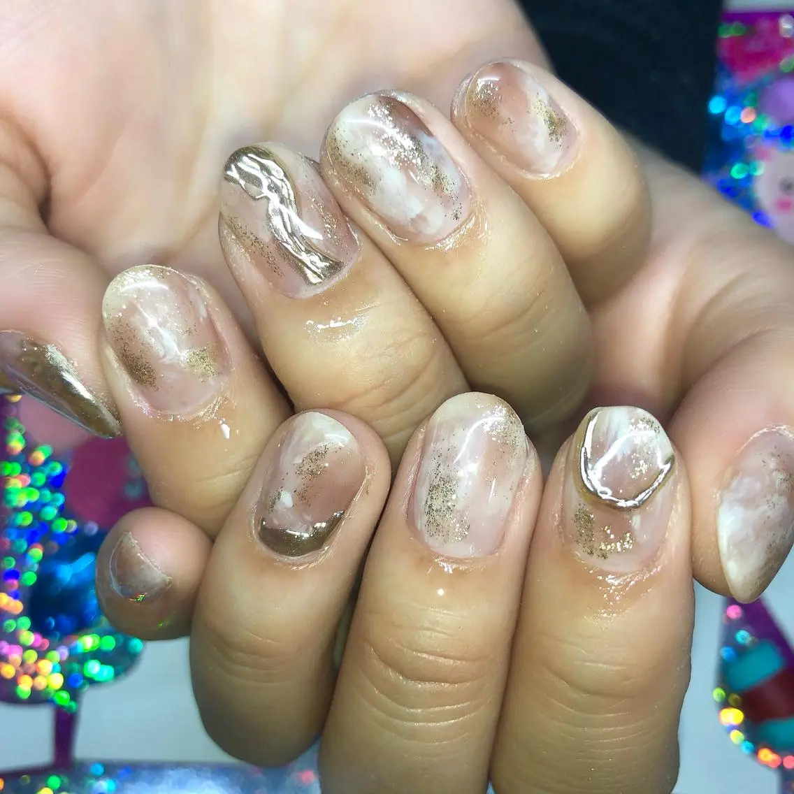 ネイル ミラーネイル 持ち込み ニュアンスネイル ハンドネイル 【Yappy🌈】 💖P-tanaのネイルデザイン
