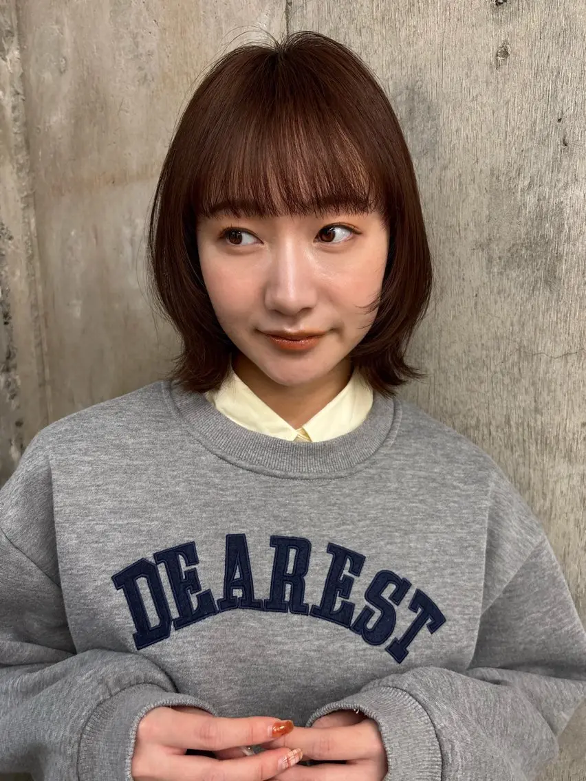 ミディアム ボブ 顔まわりレイヤー レイヤーカット ボブ/ミディアム 親しみやすさ/さくらのヘアスタイル