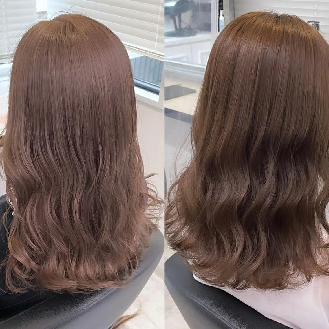 セミロング カラー ヘアアレンジ ヘアカラー トリートメント ヘアセット ピンク・ベージュ🩰 カラー🫧とらのヘアスタイル