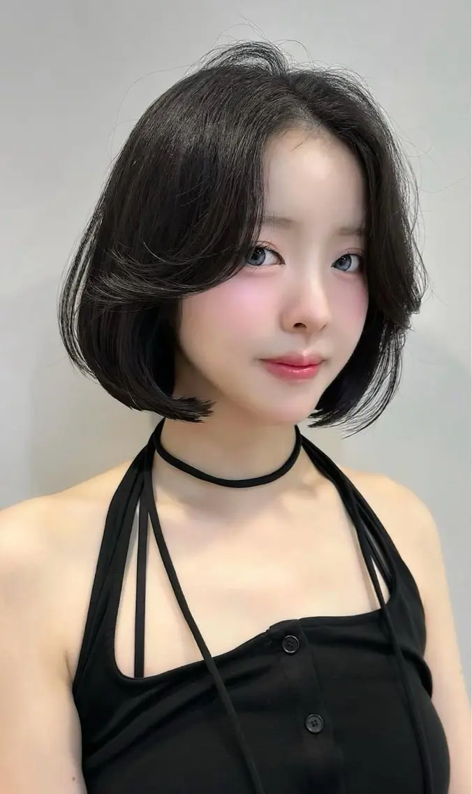 ショート 韓国風レイヤーカラー ライムのヘアスタイル