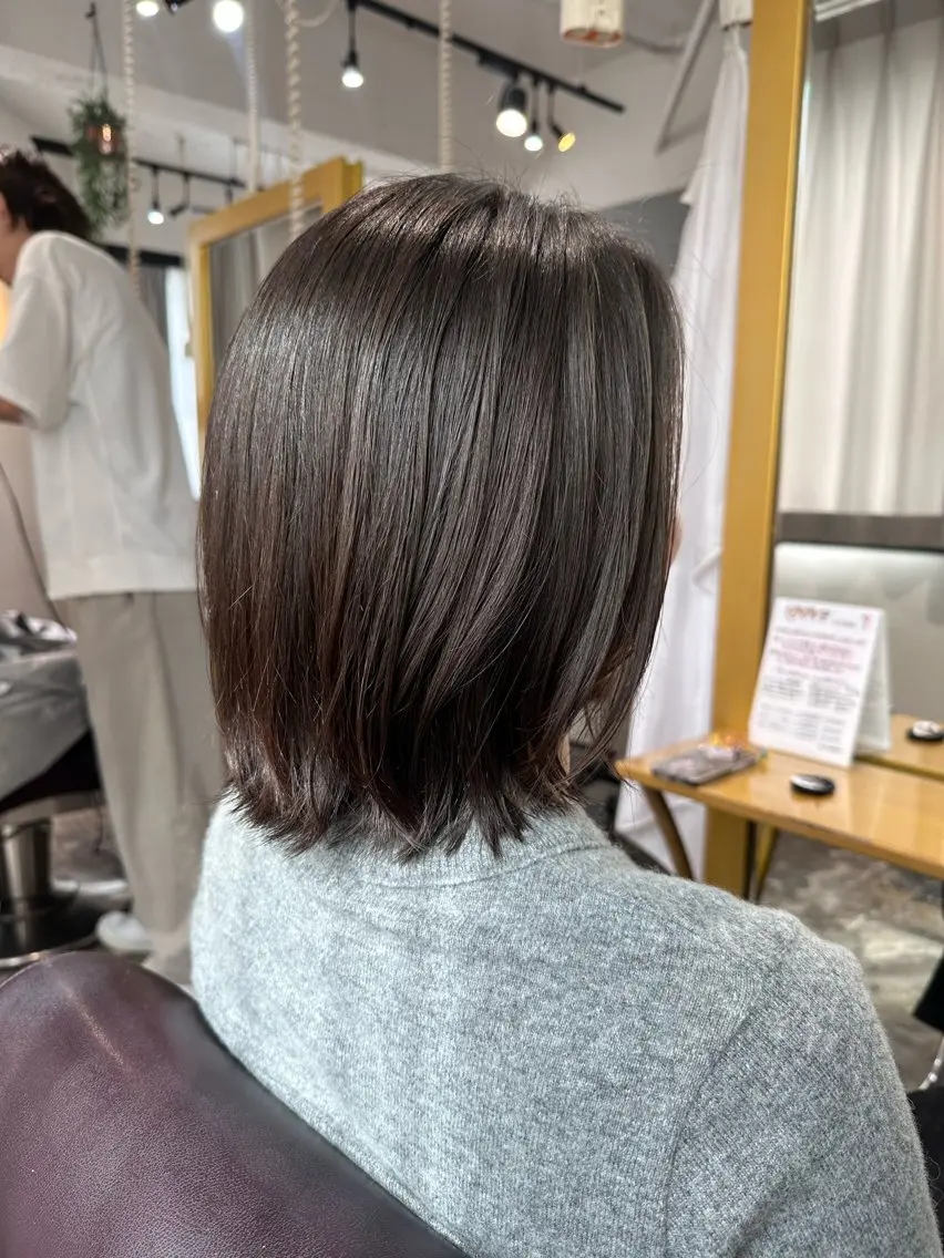 ミディアム ボブレイヤー ボブ レイヤーカット Saki💛心斎橋 髪質改善/艶カラーのヘアスタイル