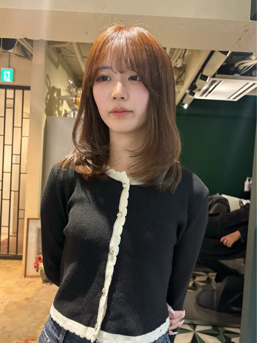 ミディアム カラー カット ヘアカラー トリートメント ブリーチ/エクステ はしもと そな🫧のヘアスタイル
