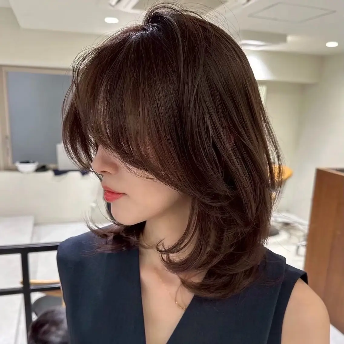 ミディアム カラー ヘアアレンジ 内大久保 列夏のヘアスタイル