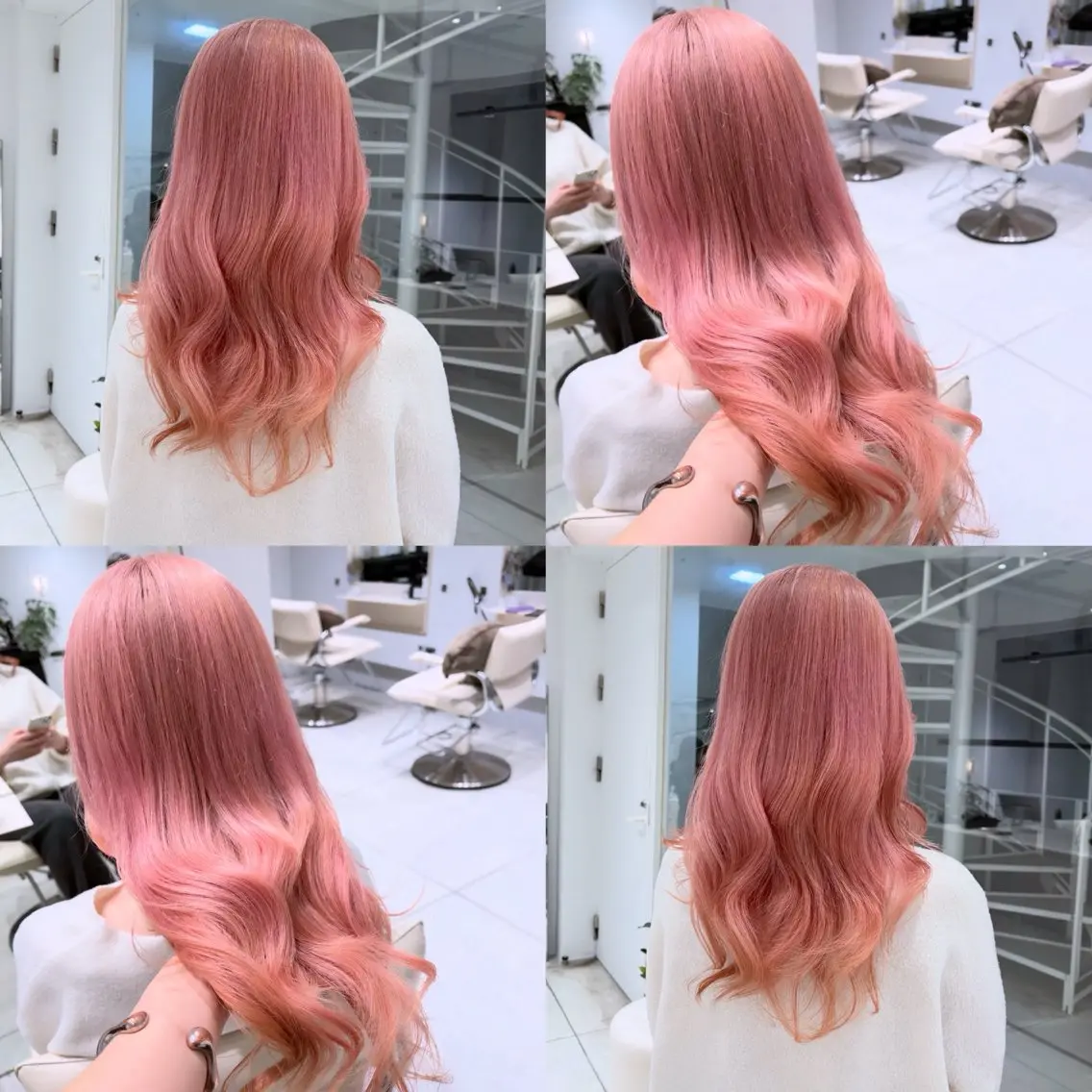 セミロング カラー ベージュカラー ダブルカラー ハイトーンカラー ピンクカラー ピンクベージュ ヘアカラー トリートメント ヘッドスパ ヘアセット カジュアルを女っぽく 𝗮𝘆𝗮𝗰𝗼のヘアスタイル