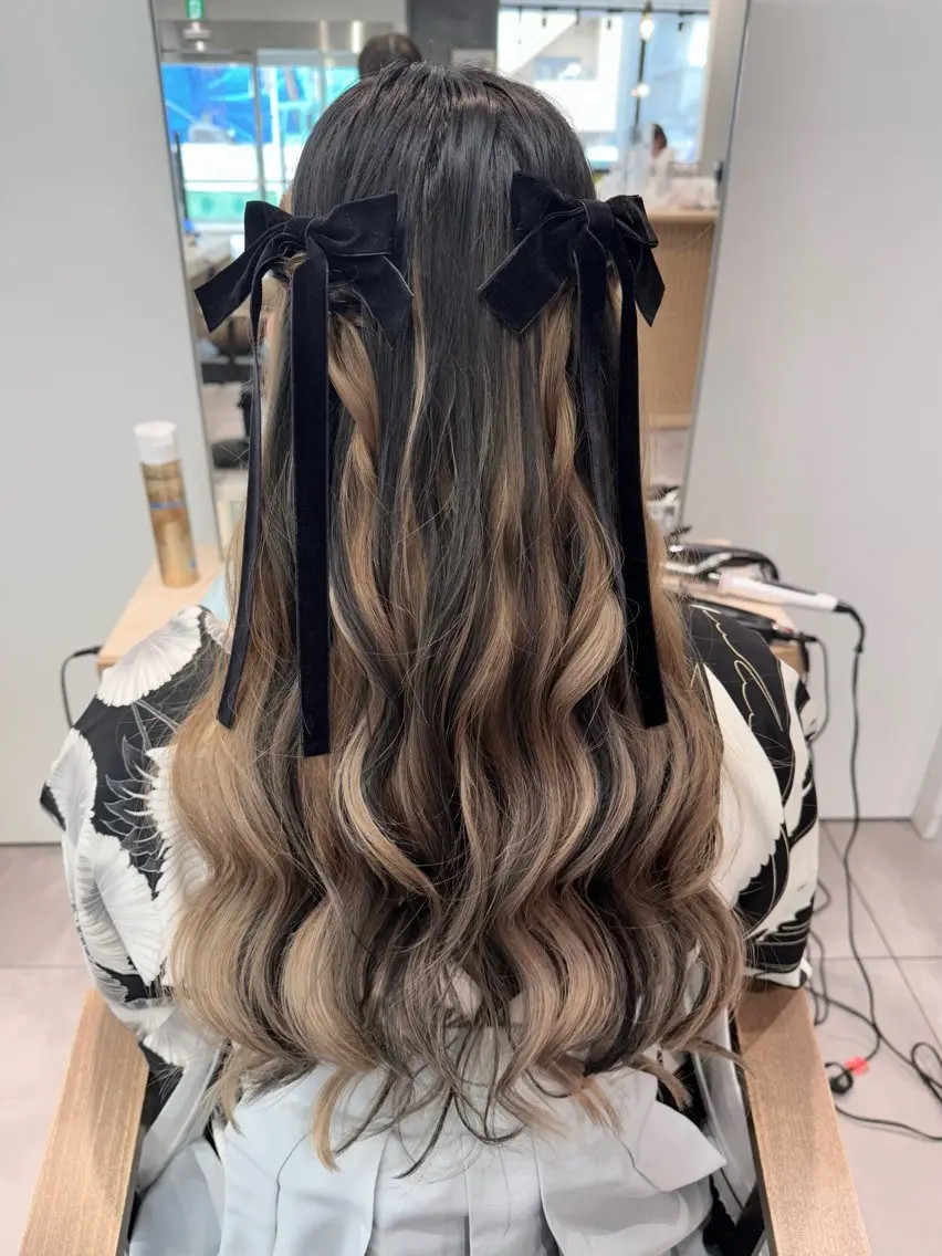 ロング カラー ブリーチ ダブルカラー イルミナカラー ブリーチなしカラー ボブ カット ヘアカラー トリートメント LUCK 本厚木店のヘアスタイル