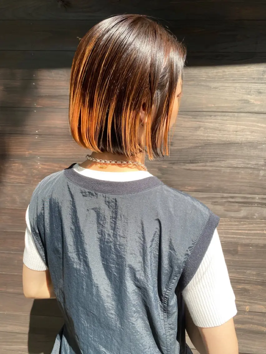 ショート カラー ブリーチ デザインカラー ダブルカラー ボブ -福岡博多筑紫口- 大津成美のヘアスタイル