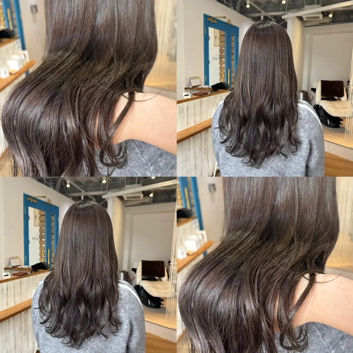 ロング カラー ブリーチ グレージュ ヘアカラー トリートメント ヘッドスパ RINNO🌷透明感 カラー/髪質改善のヘアスタイル