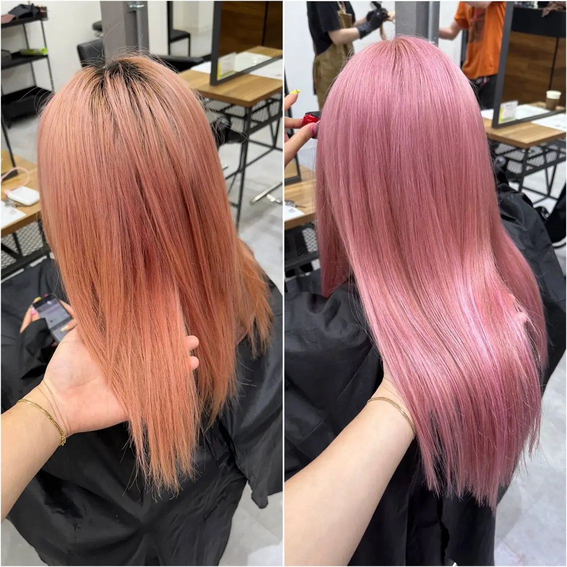 セミロング カラー シールエクステ ダブルカラー ハイトーンカラー ピンクカラー エクステ ヘアカラー エクステ KEISUKE🐶 カラー×エクステ特化のヘアスタイル