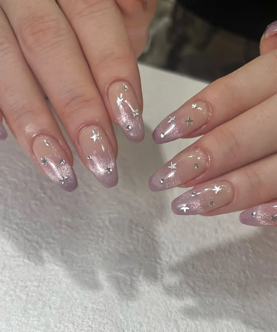 ネイル ガーリー グラデーション ホログラムネイル キラキラネイル 韓国ネイル ハンドネイル フットネイル Para Sol nail Maoのネイルデザイン